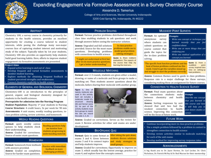 Examining Engagement via Formative Assessment in a Survey Chemistry Course Thumbnail
