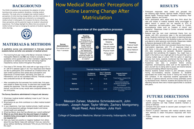 How Medical Students' Perceptions of Online Learning Change After Matriculation Miniature