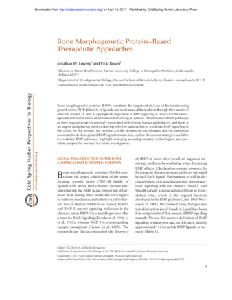 Bone Morphogenetic Protein-Based Therapeutic Approaches. Thumbnail