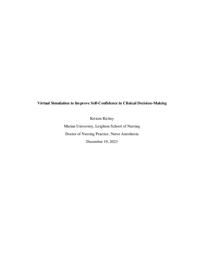 Virtual Simulation to Improve Self-Confidence in Clinical Decision-Making Miniature